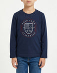 T_shirt manica lunga con stampa logo floccata