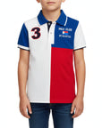 Polo piquet color block e numero