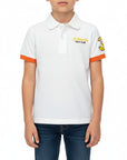 Polo piquet con ricami e contrasti fluo