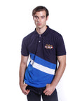 Piqué polo shirt with special cut and embroidery on the sleeve