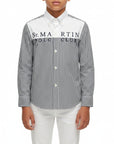 Camicia con righe verticali blu
