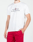 T-shirt in jersey con stampa centrale