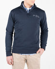 Felpa mezza zip con ricamo della firma del brand