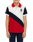 Polo special con logo ricamato e fascia diagonale