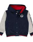 Felpa varsity con bottoni e cappuccio inside brushed