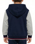 Felpa varsity con bottoni e cappuccio inside brushed