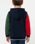 Felpa zip e cappuccio multicolor french terry