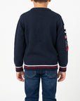 Cardigan scollo a V finezza 7 con appl. sulla manica