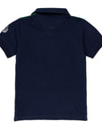 Piqué polo shirt with contrasting bands and college logo