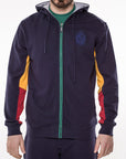Felpa full zipper con cappuccio e dettagli colors