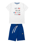 T-shirt and jersey shorts set with flags logo print