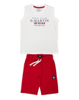 Jersey tank top and shorts set with flags logo print