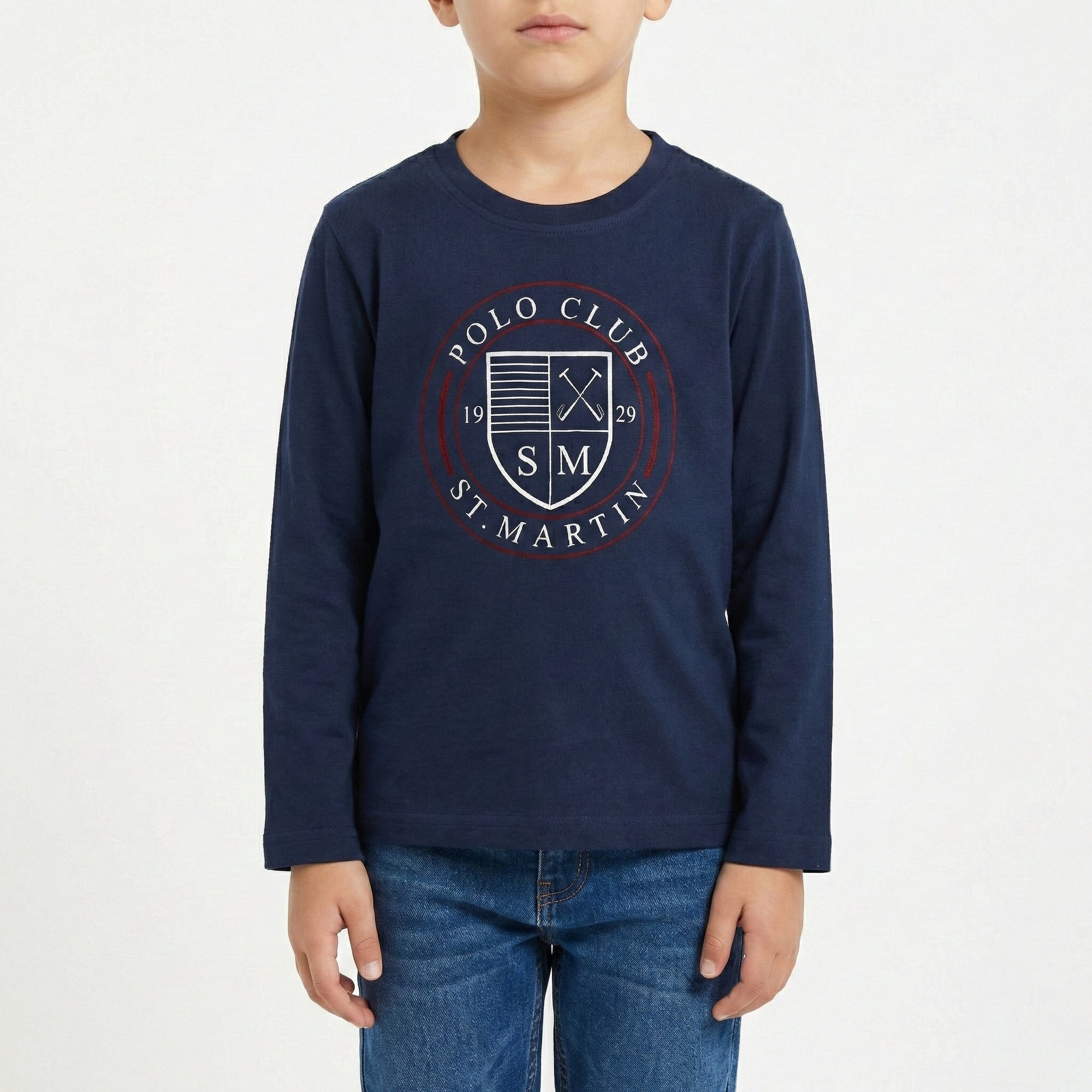 T_shirt manica lunga con stampa logo floccata