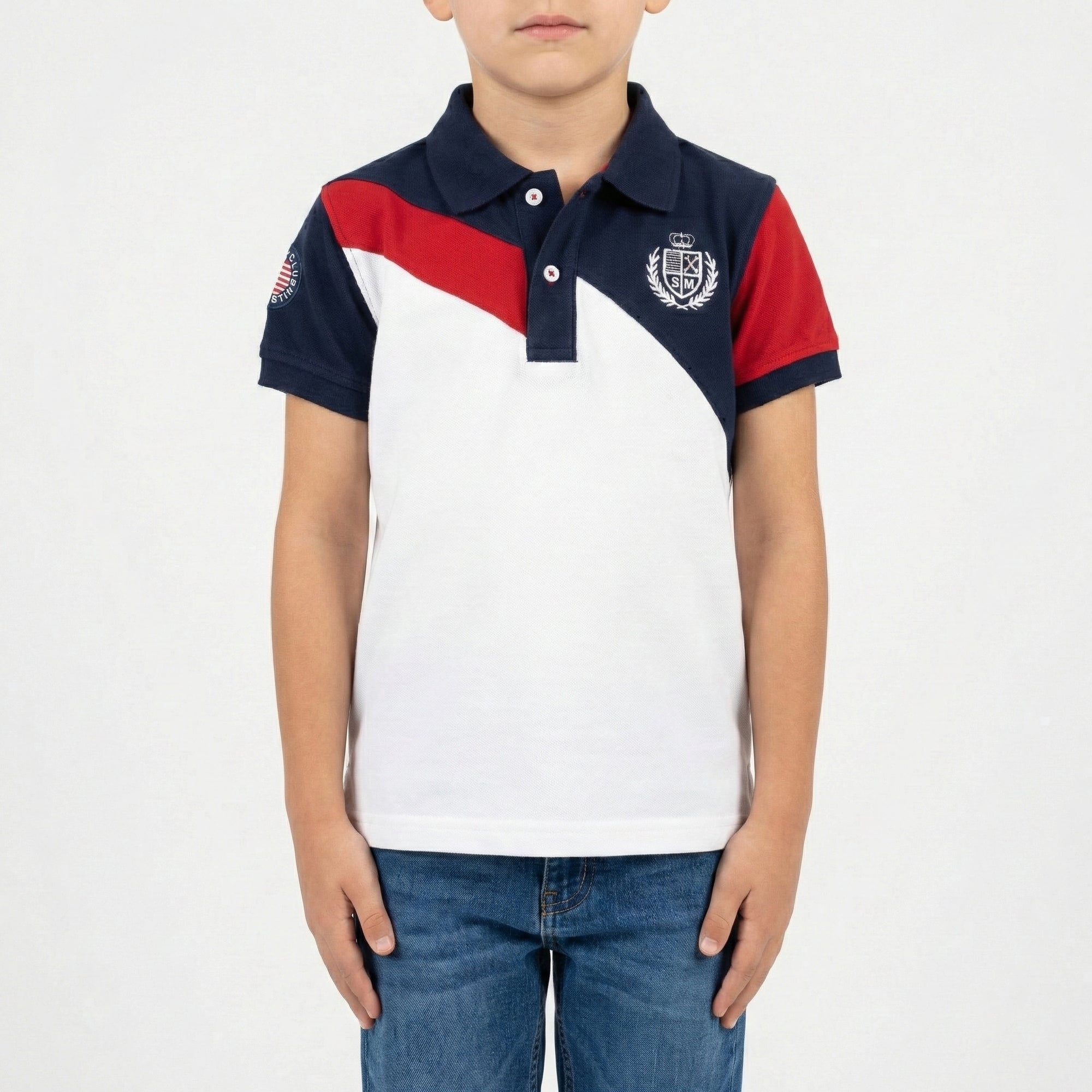 Polo piquet contrasti e ricami logo