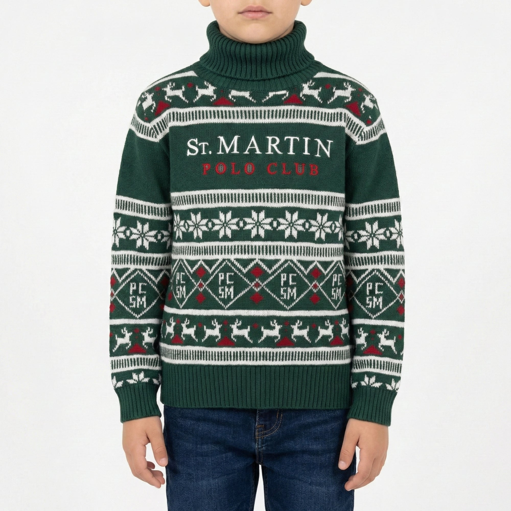 Maglione a collo alto con fantasia invernale