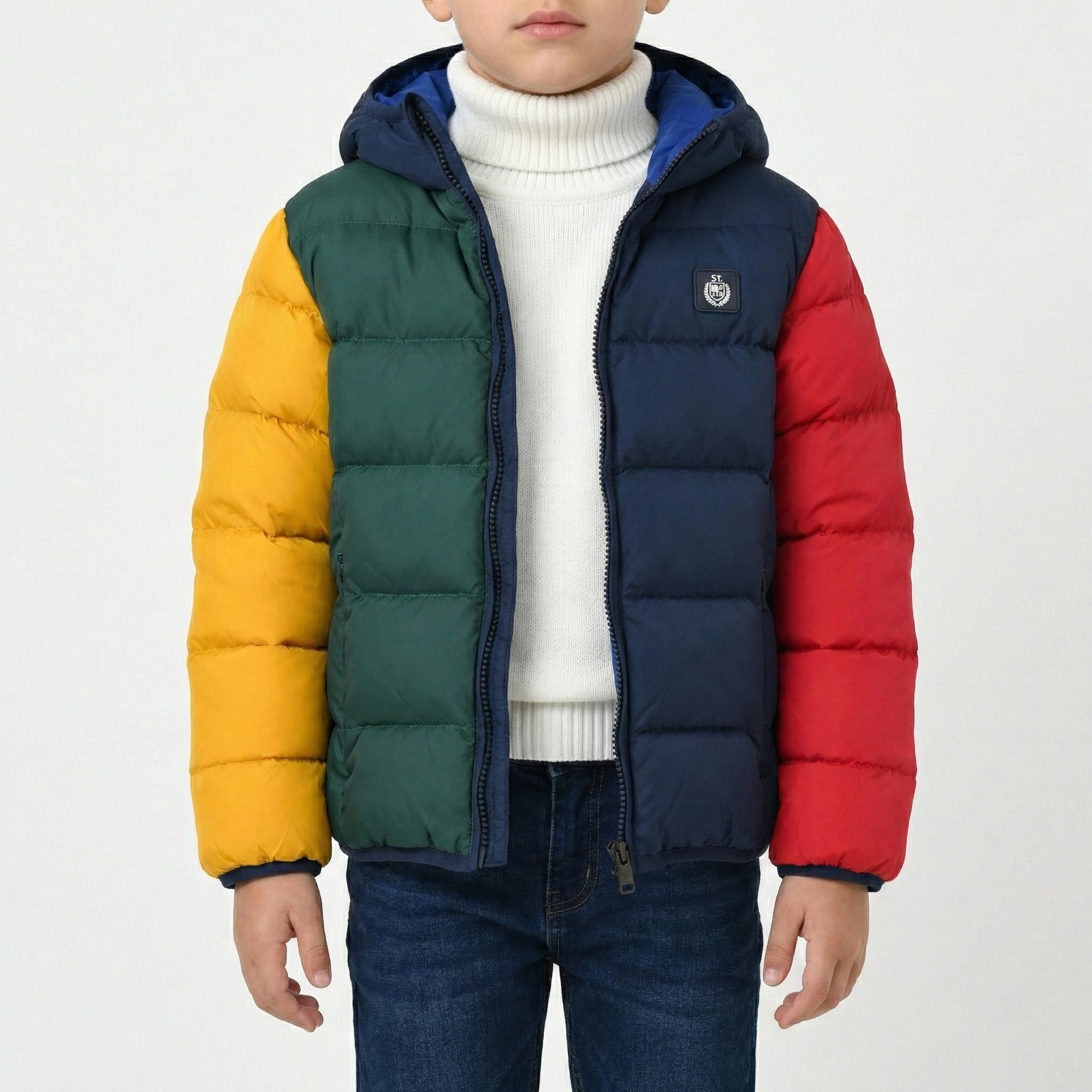 Giubbino nylon multicolor con cappuccio