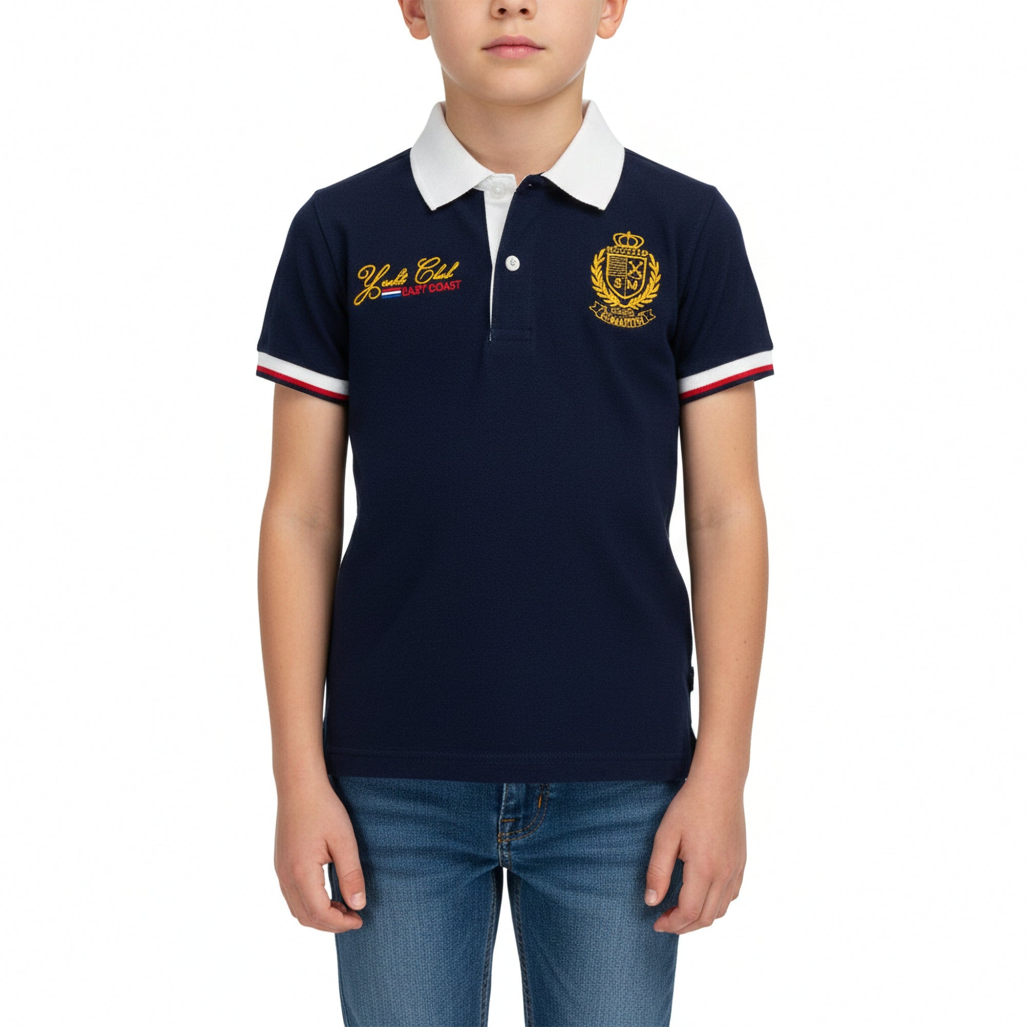 Polo piquet con colletto in gabardine