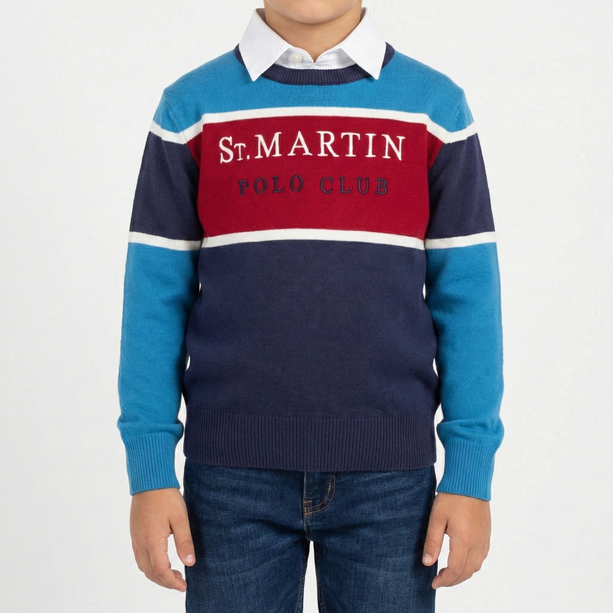 Girocollo finzza 12 con intarsi e ricamo logo