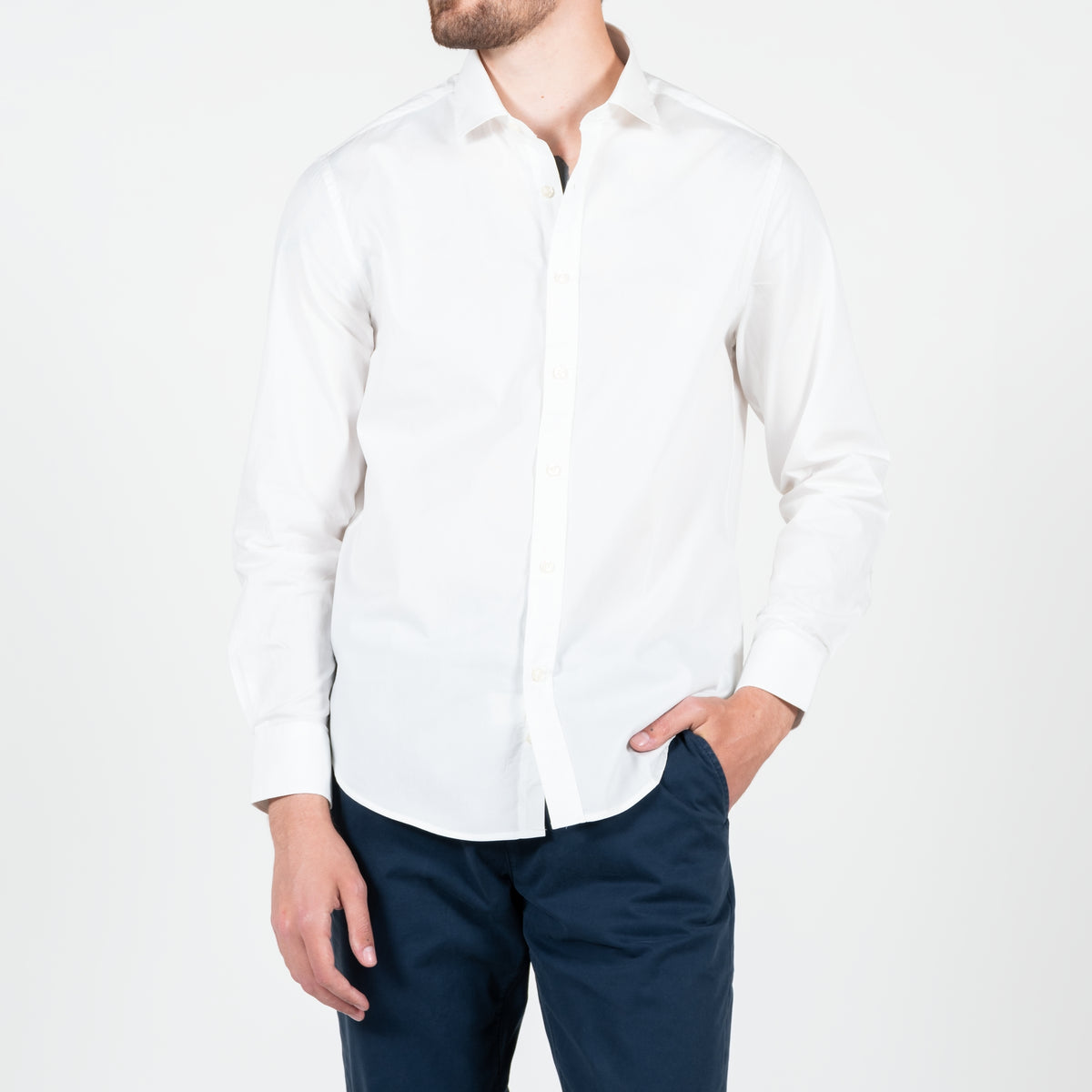 Camicia popeline collo francese