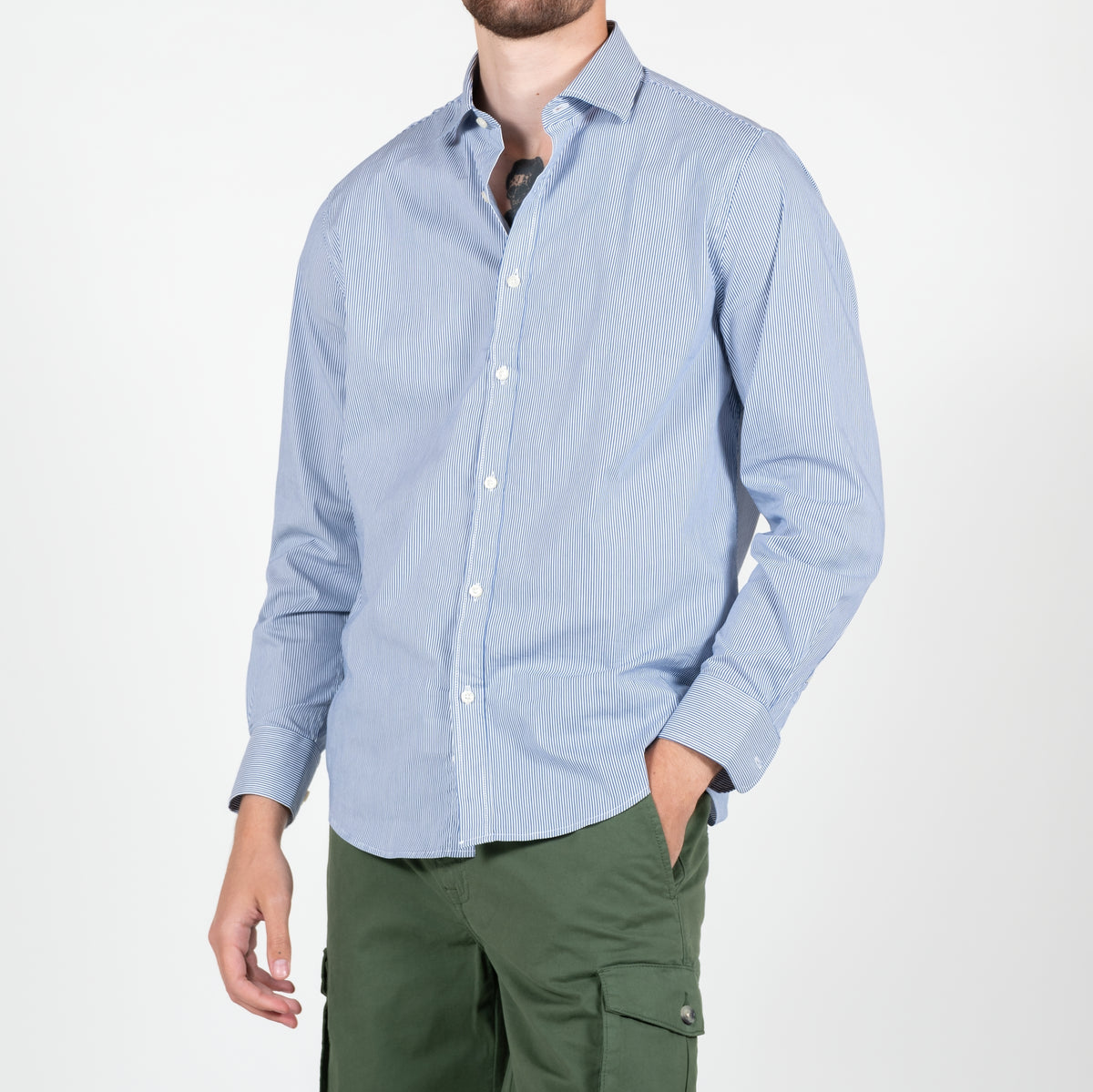 Camicia righe collo francese