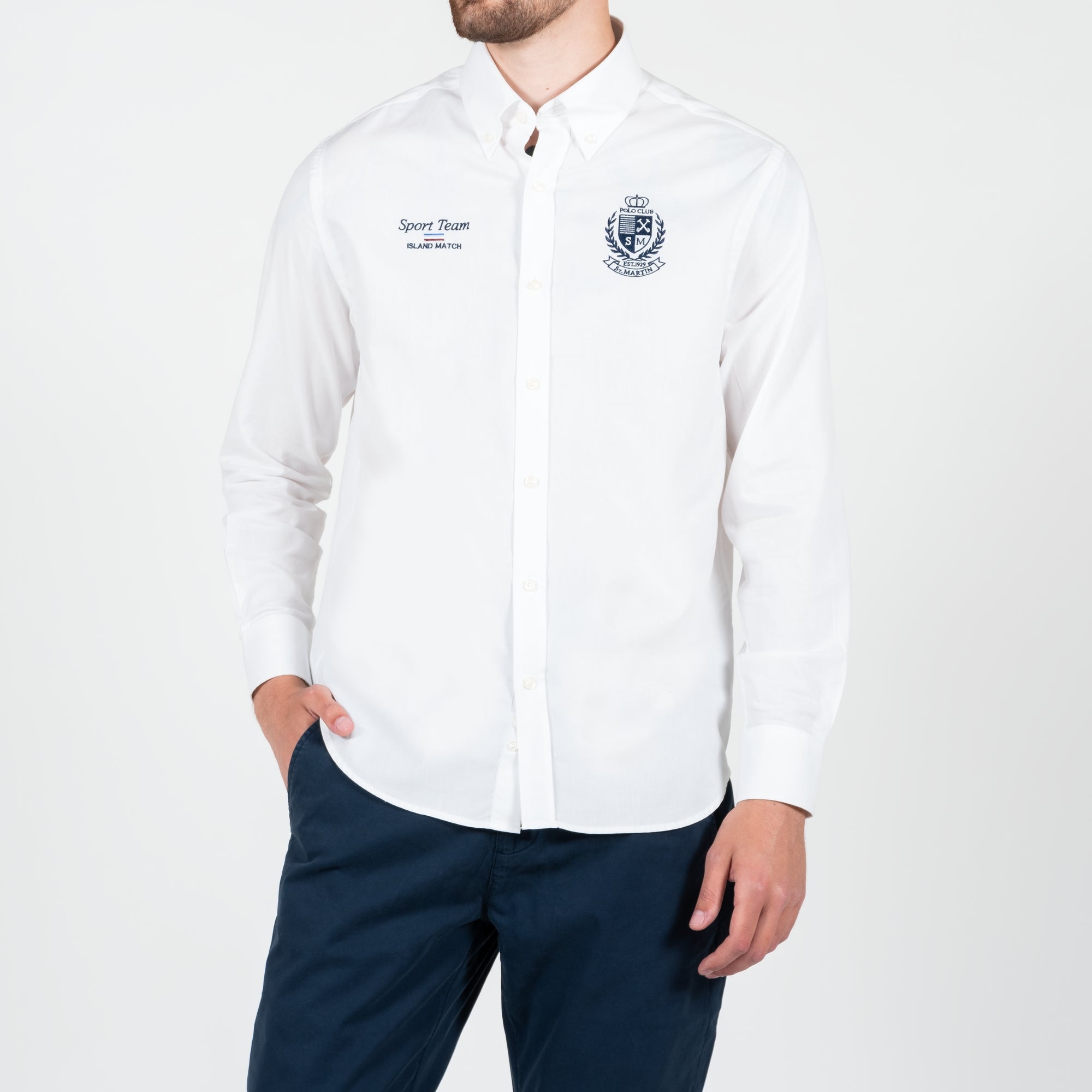 Camicia oxford con ricamo alloro