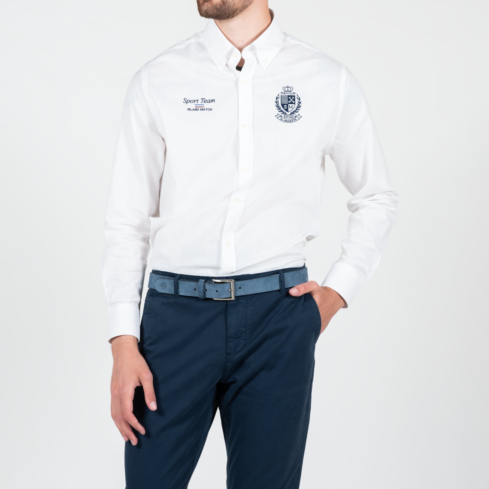 Camicia oxford con ricamo alloro