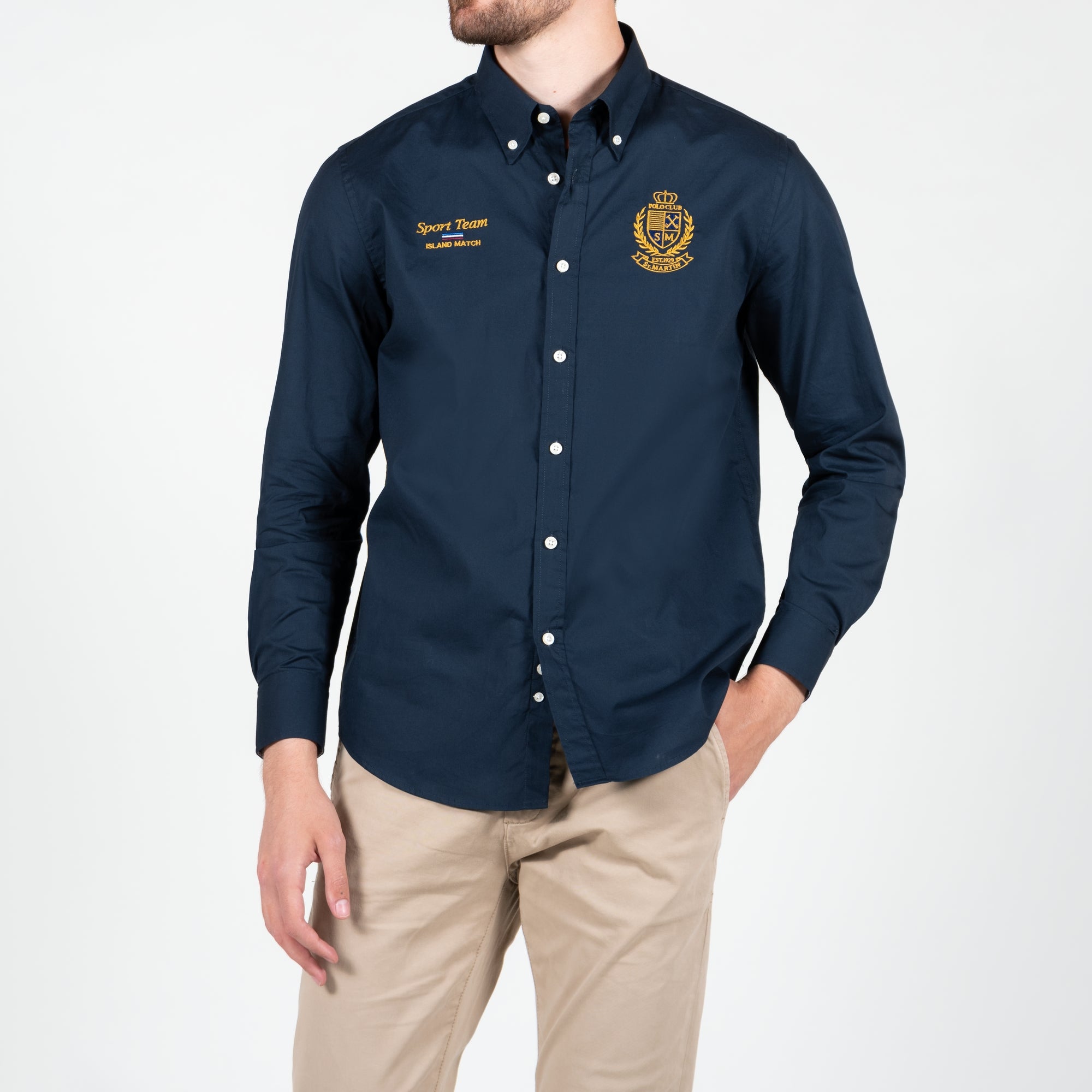 Poplin shirt with laurel embroidery
