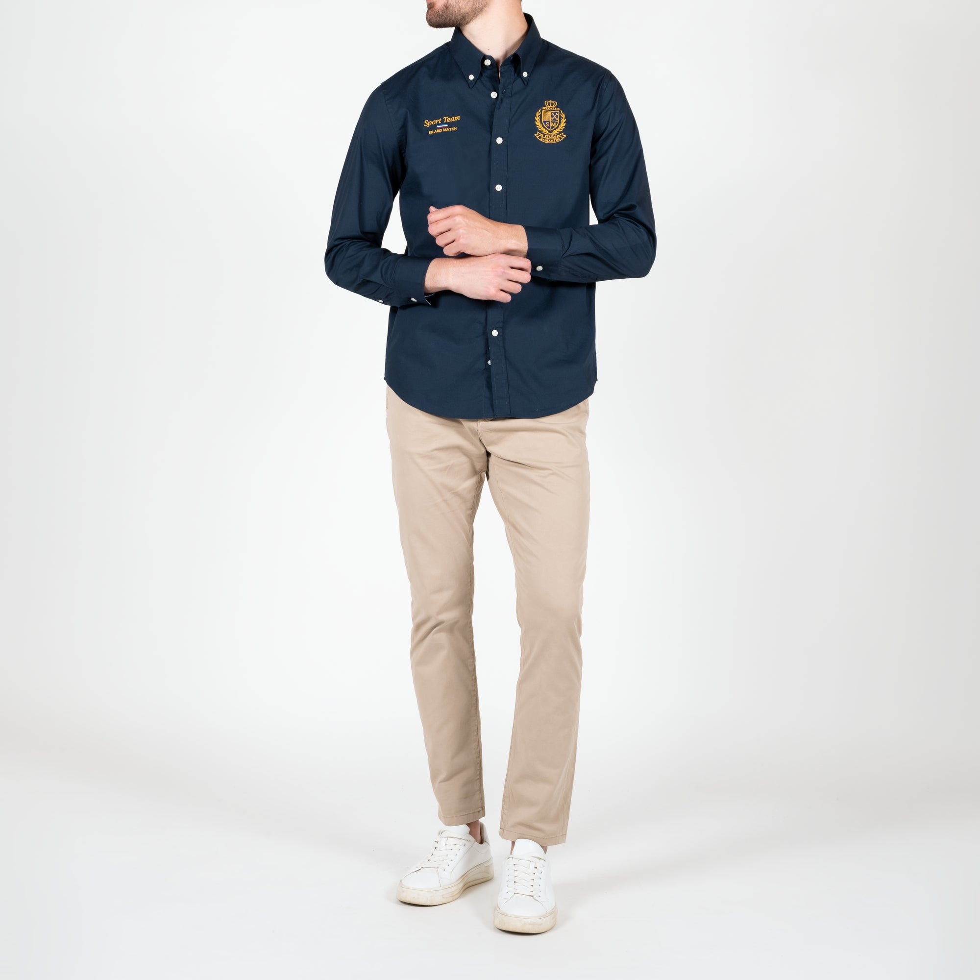 Poplin shirt with laurel embroidery