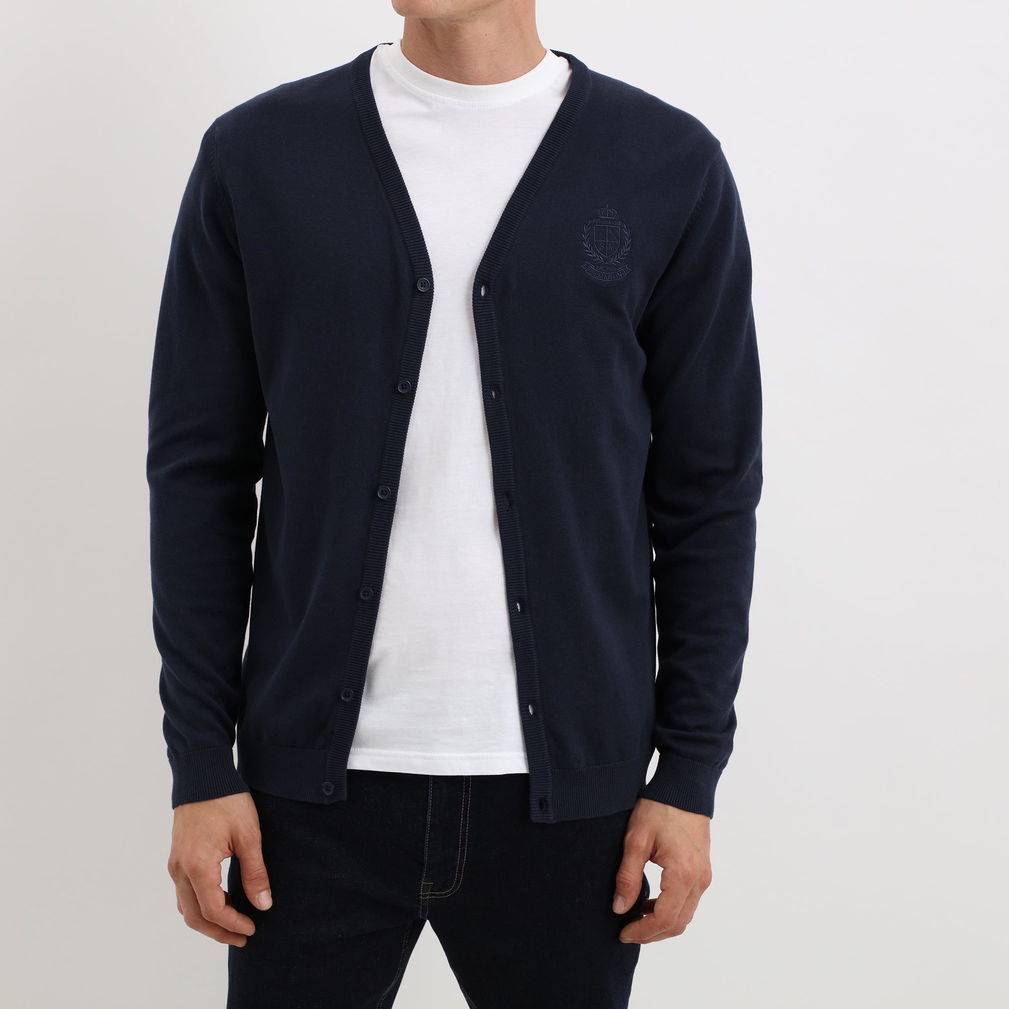 Cardigan con logo cucito tono su tono