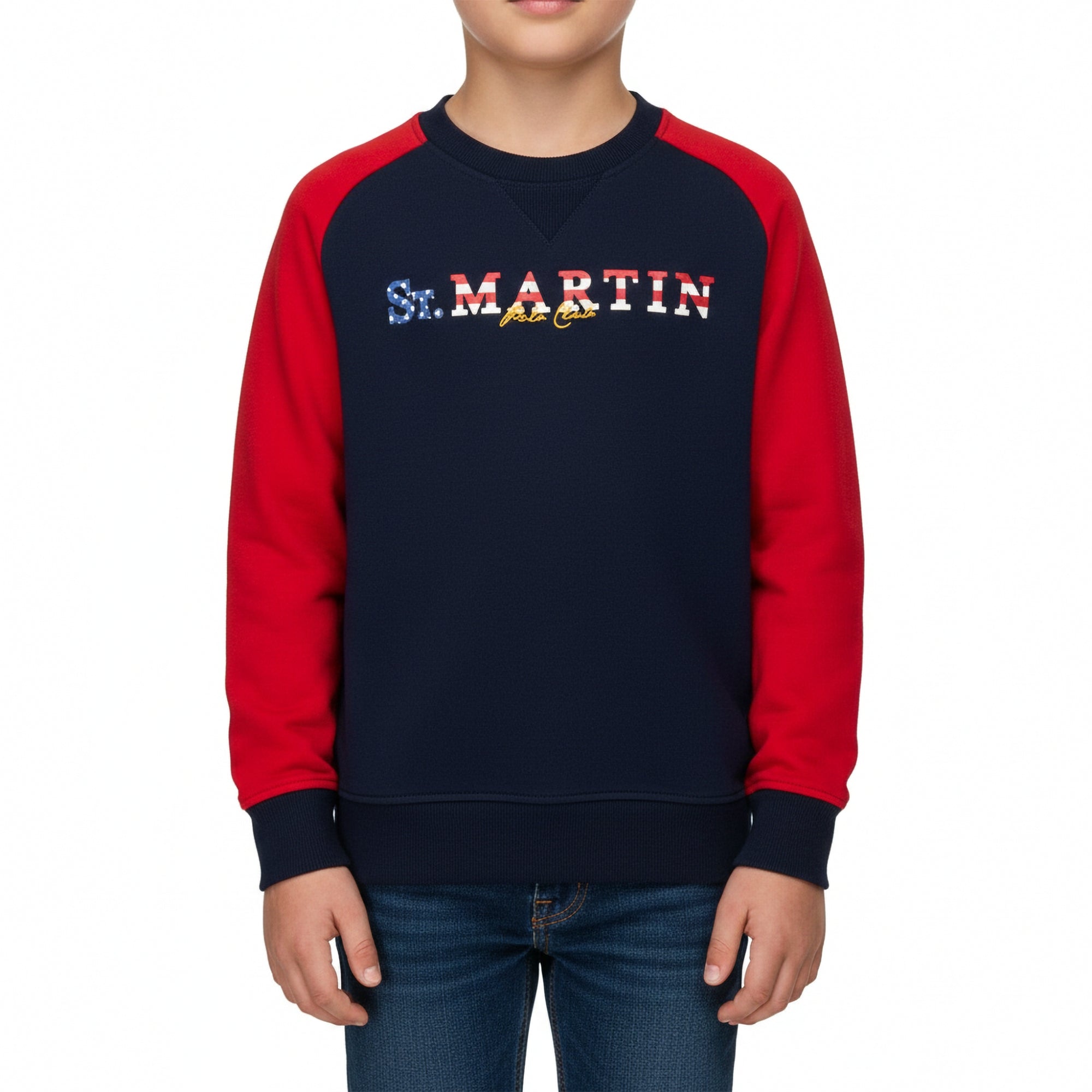 Felpa manica raglan e stampa america