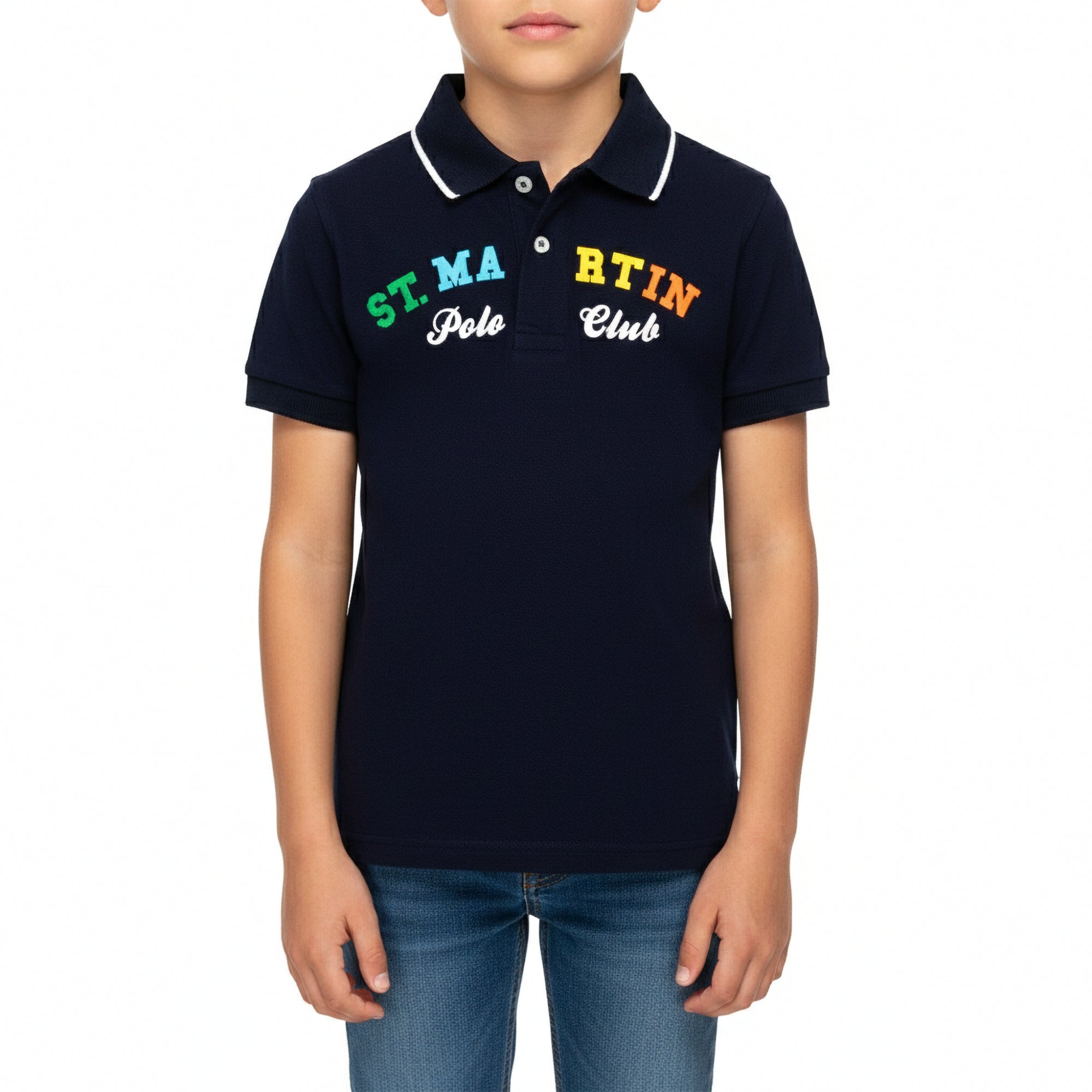 Polo piquet con stampa logo multicolor