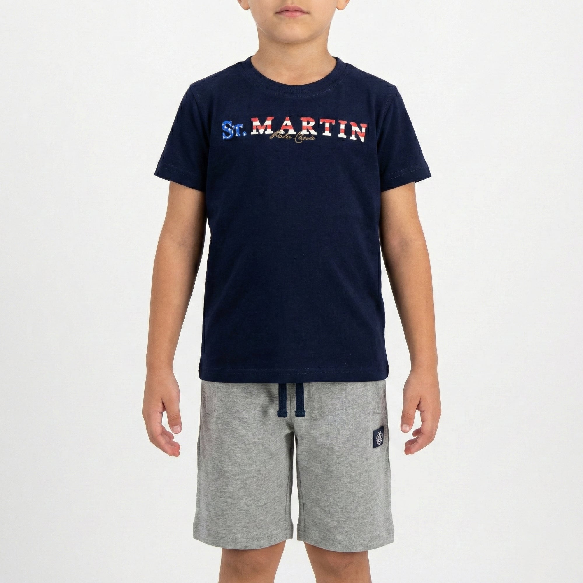 Set t-shirt e shorts jersey con stampa logo