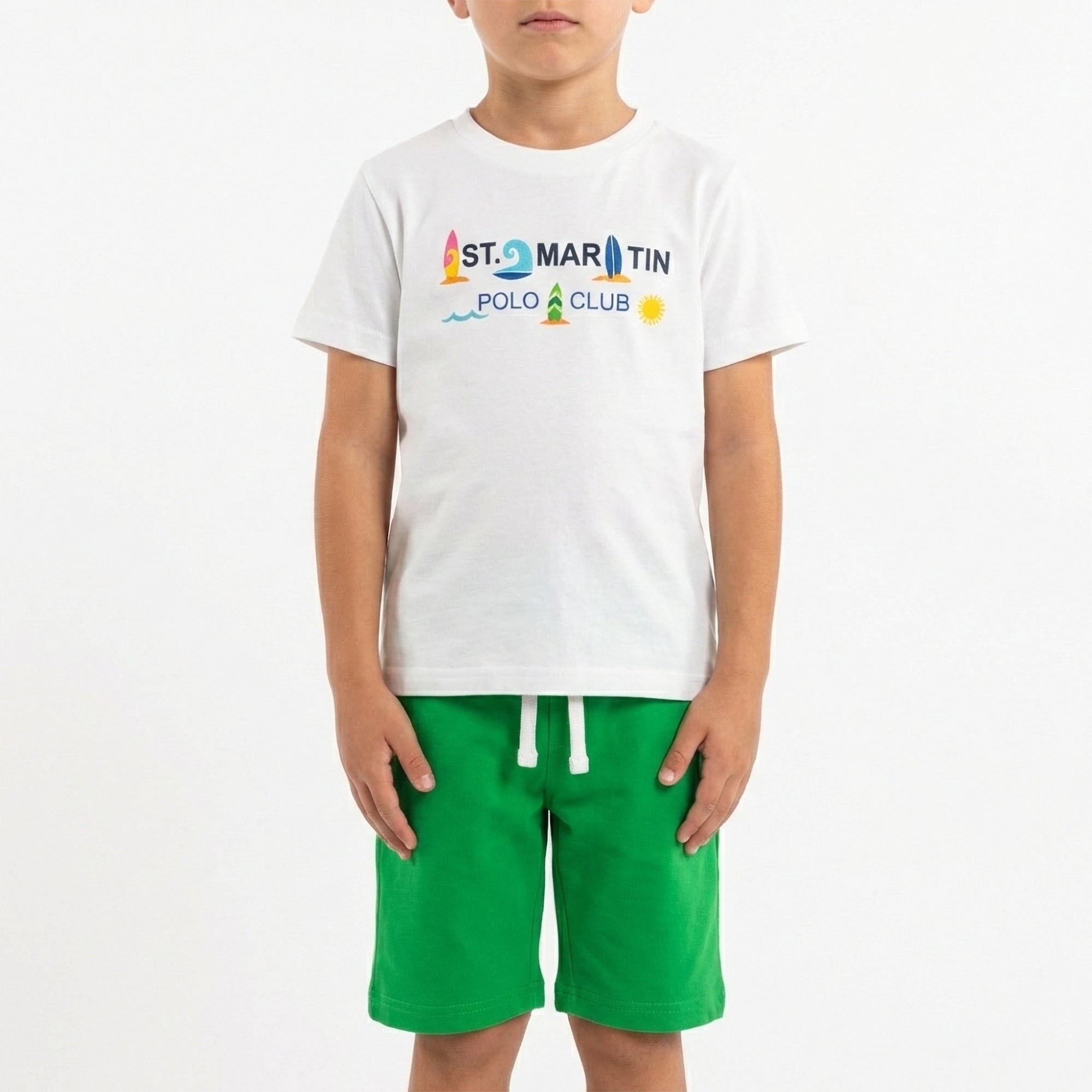 Set t-shirt e shorts jersey con stampa windsurf