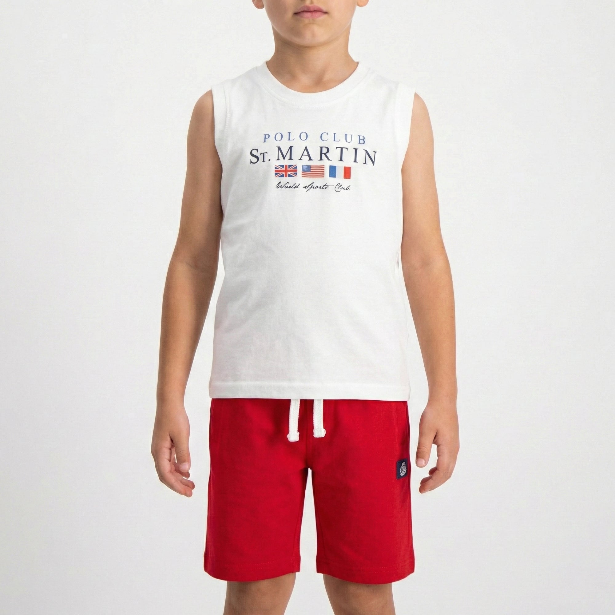 Set canotta e shorts jersey con stampa logo flags