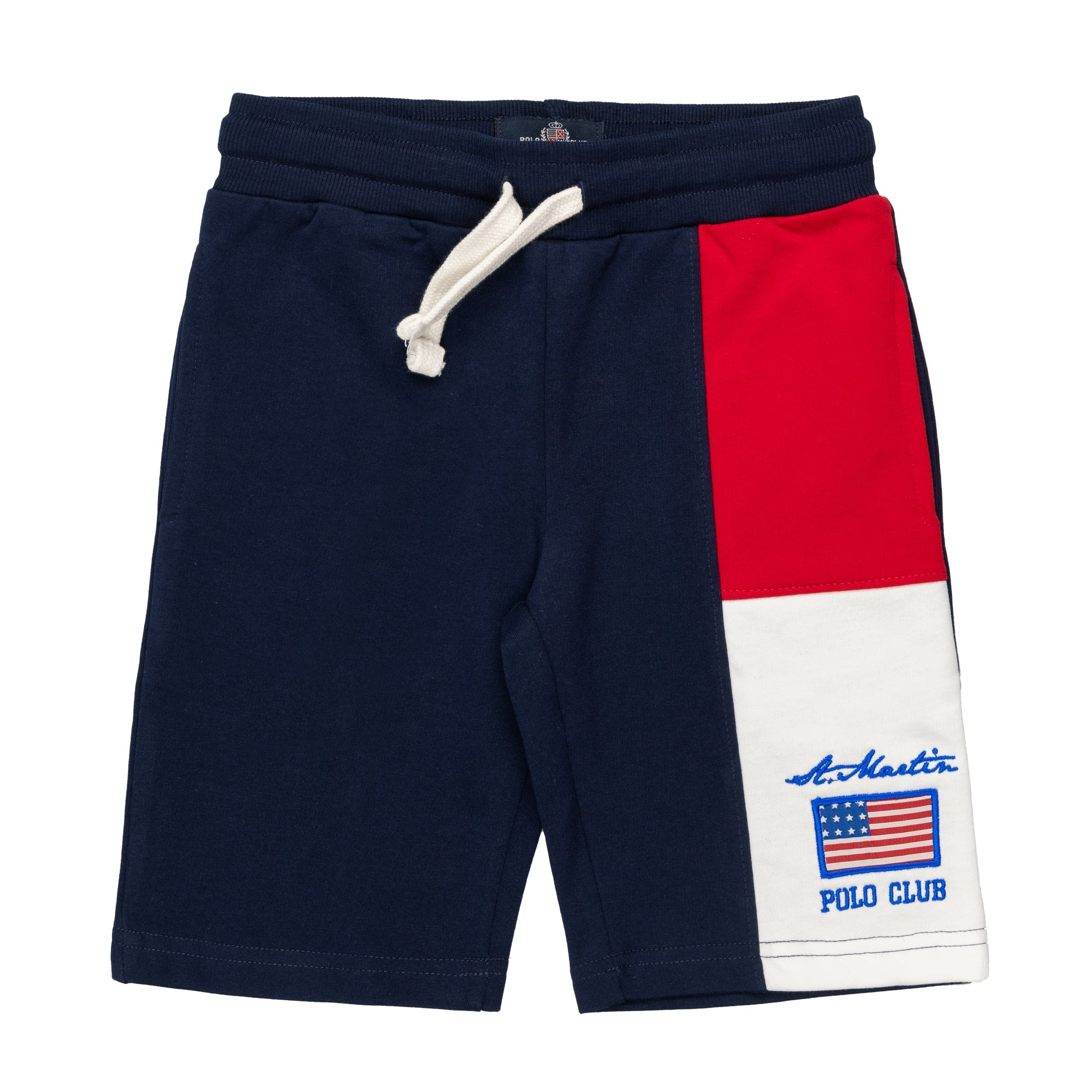 Bermuda french terry con ricamo bandiera americana