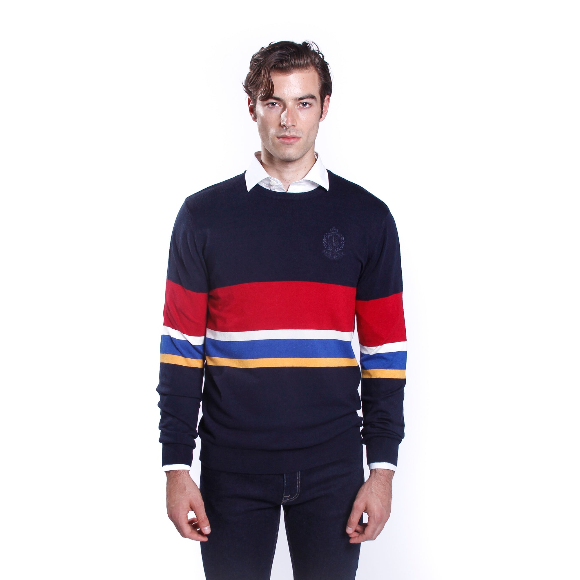 Maglione con righe multicolor