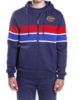 Felpa con zip e righe a contrasto