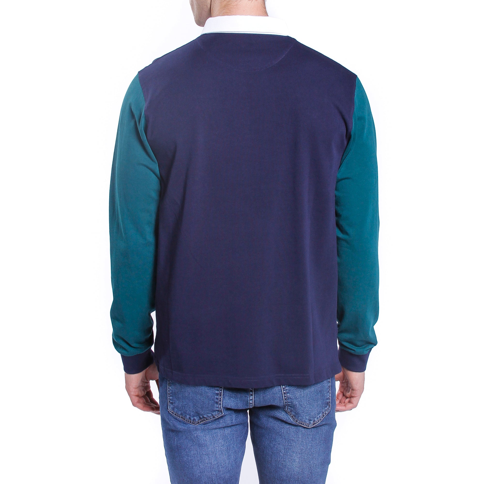 Polo con collo in gambardine e maniche a contrasto