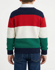 Girocollo finezza 7 con ricamo logo e fasce larghe colorate
