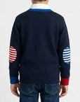 Girocollo finezza 7 con toppe colorate e ricamo logo