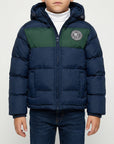 Giubbino nylon con fascia in petto zip e cappuccio