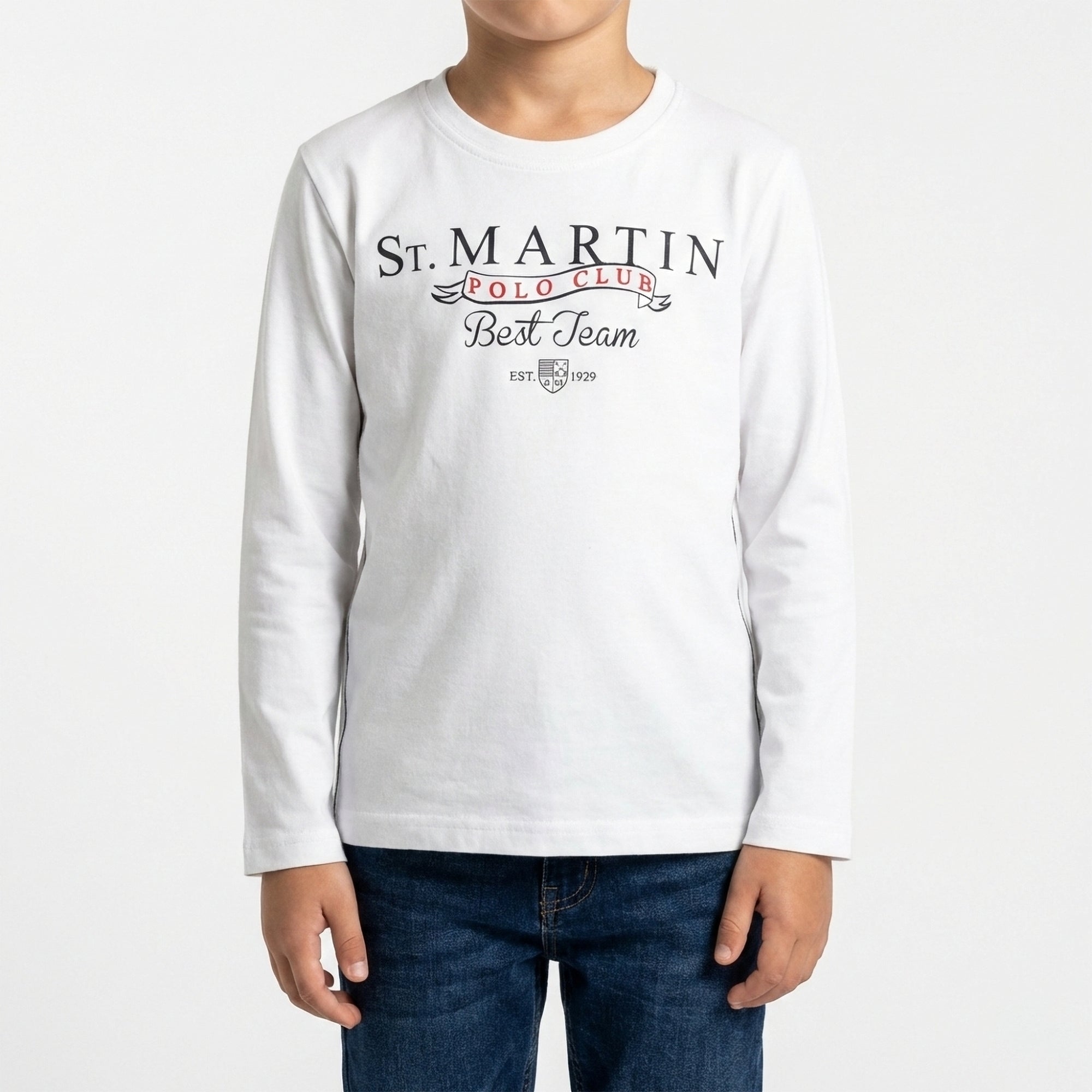 T-shirt bianca con logo blu