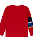 T-shirt with logo embroidery and bands on the sleeve