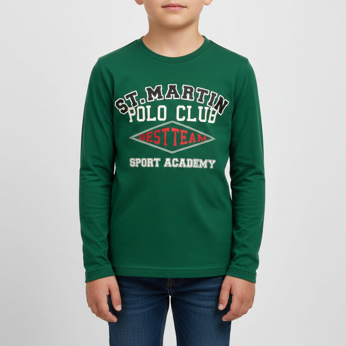 T-shirt verde bottiglia con logo a contrasto
