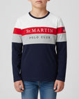 T-shirt con fasce colorate e ricamo logo
