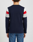 T-shirt con fasce colorate e ricamo logo