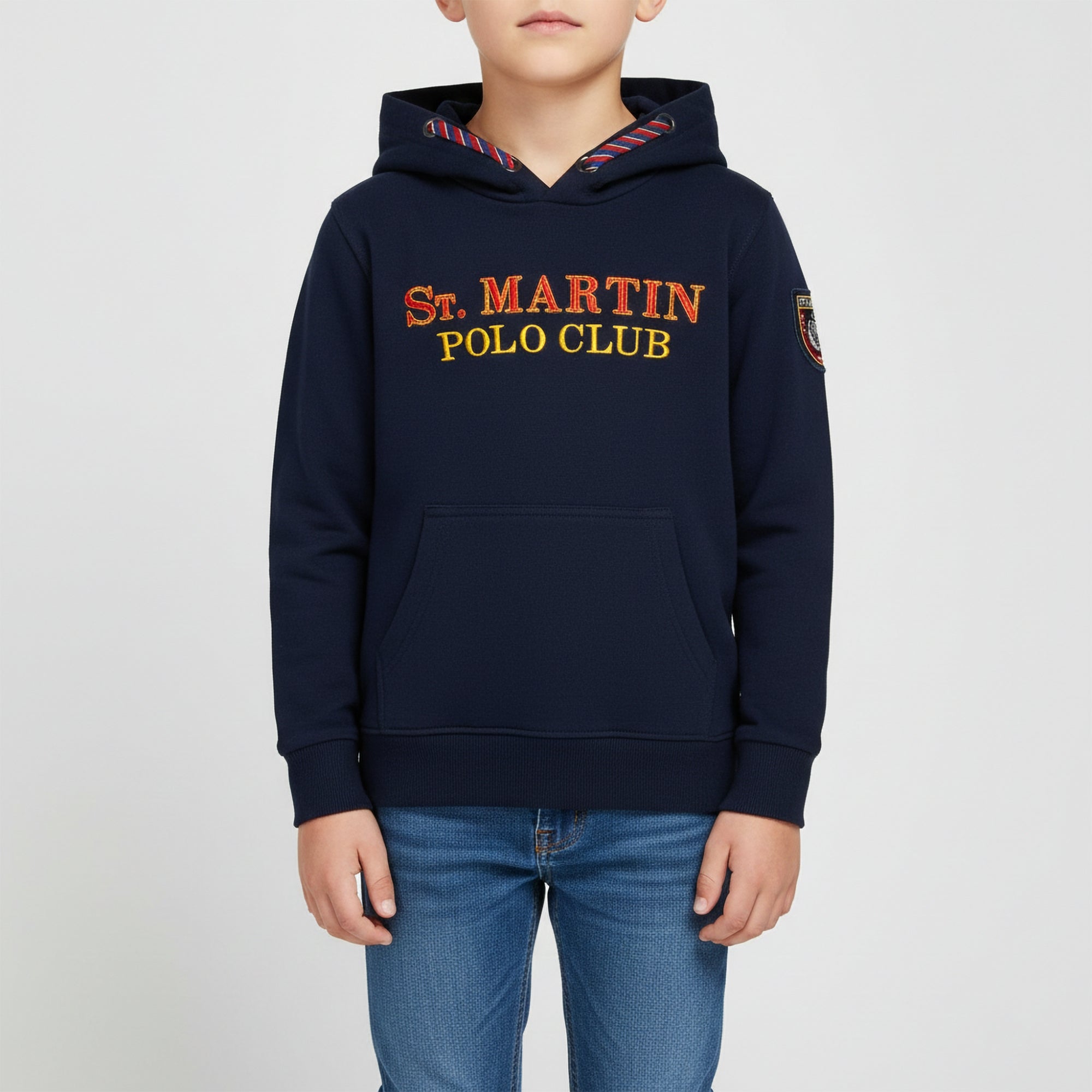 Felpa blu marine con cappuccio