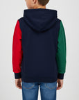 Felpa con zip e colori a contrasto