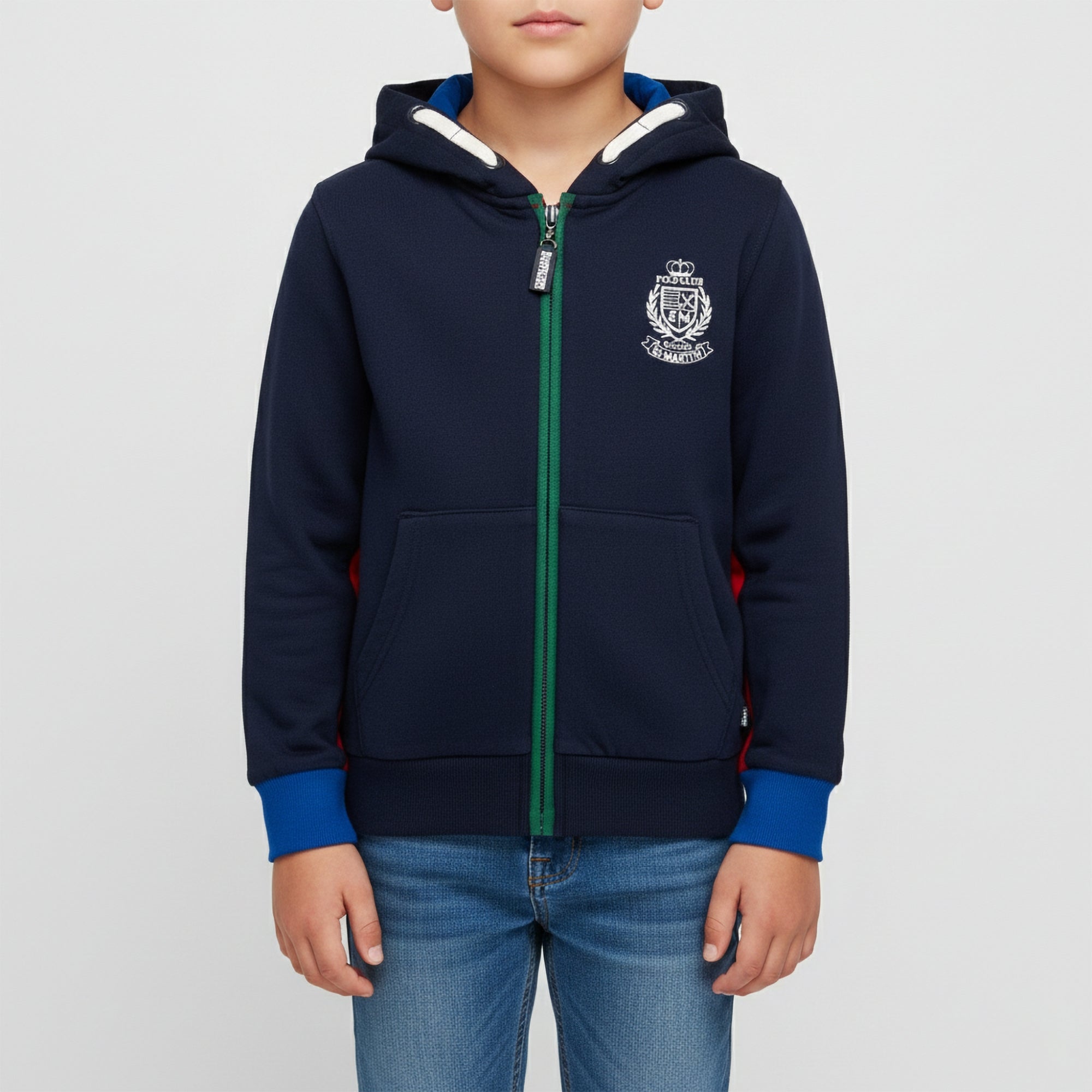 Felpa con cappuccio e maniche a contrasto