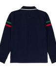 Polo shirt with bands on the sleeves and logo embroidery